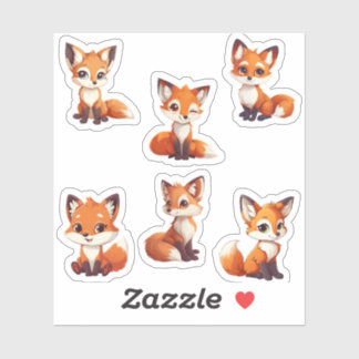 Sticker adorable feuille d'autocollant kawaii fox