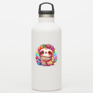 Sticker Adorable Kawaii Sloth avec Couronne de fleurs