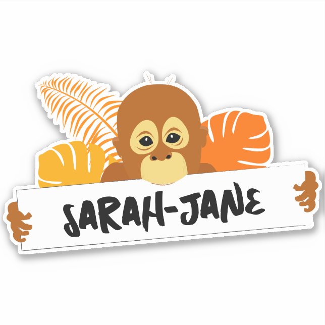 Sticker Adorable Orangutan Personnalisé (Devant)