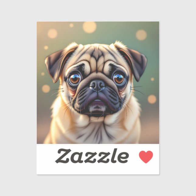 Sticker Adorable Pug Close up | Cute Dog (Feuille)