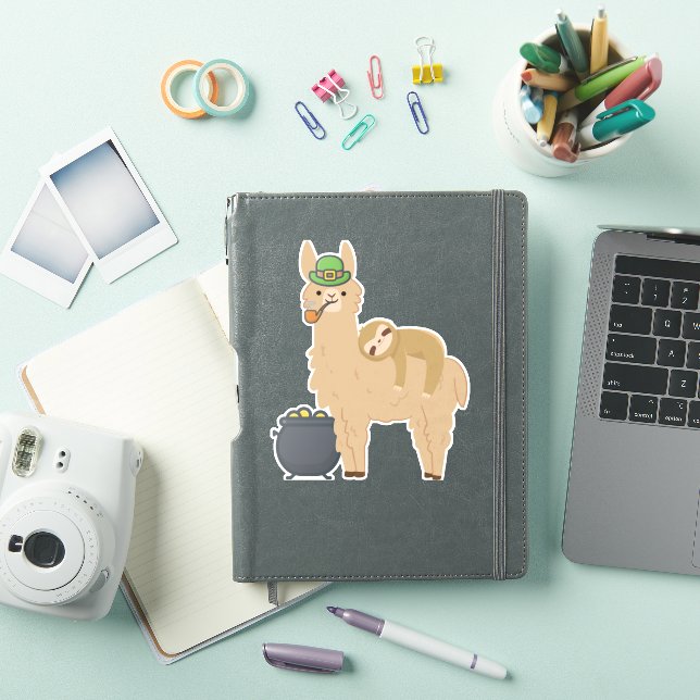 Sticker Adorable Sloth Se détendre sur une Llama Célébrant (Couverture iPad)