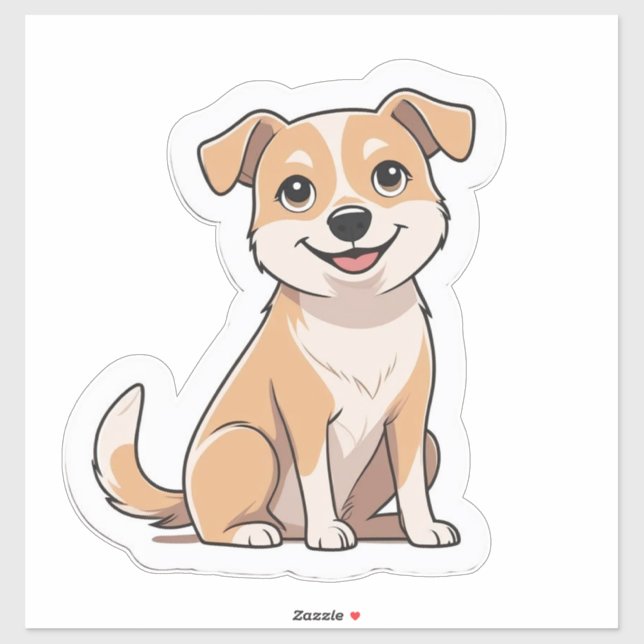 Sticker adorable souriant doux chien errant (Feuille)