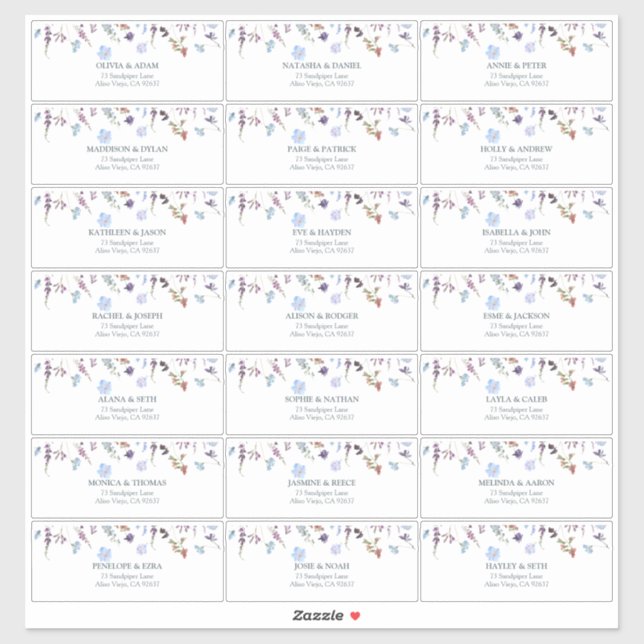 Sticker Adresse de l'invité à la réception de mariage Fleu (Feuille)