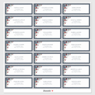 Sticker Adresse de l'invité de la florale aquarelle bleu m