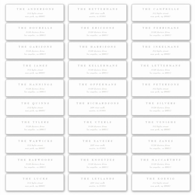 Sticker Adresse de mariage individuel classique vert sauge (Devant)