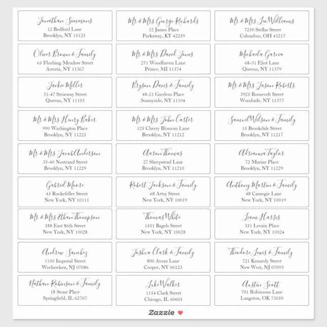 Sticker Adresse du client Mariage personnalisable de scrip (Feuille)