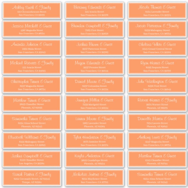 Sticker Adresse du Mariage de script moderne (Devant)