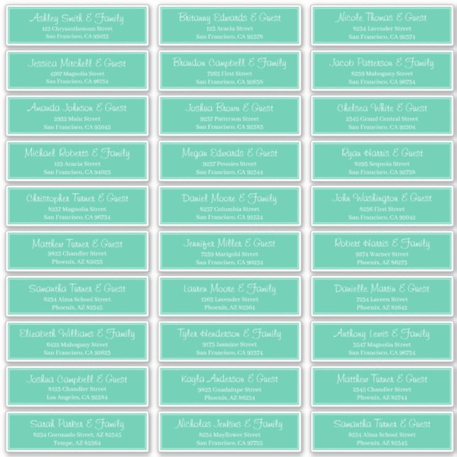 Sticker Adresse du Mariage de script moderne (Devant)