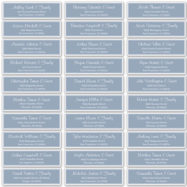 Sticker Adresse du Mariage de script moderne (Devant)