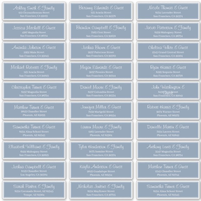 Sticker Adresse du Mariage de script moderne (Devant)