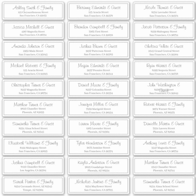 Sticker Adresse du Mariage de script moderne (Devant)