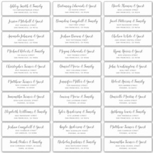 Sticker Adresse du nom d'invité du Mariage de script simpl