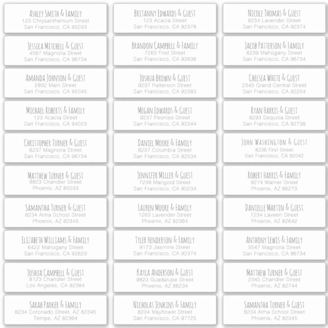 Sticker Adresse simple manuscrite du Mariage invité (Devant)