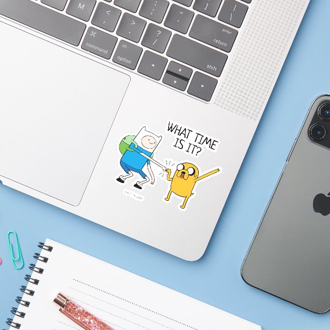 Sticker Adventure | Finn & Jake Fist Bump (Ordinateur portable avec iPhone)