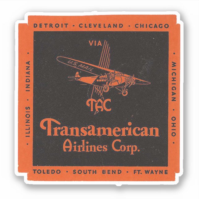 Sticker aérien Trans American Airline Corp (Devant)
