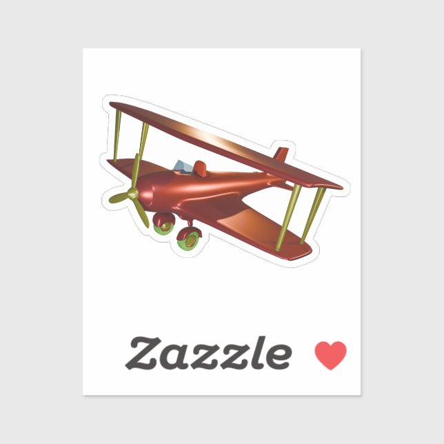 Sticker Aéronautique Rouge Bi-Plane Fun Aviation (Feuille)