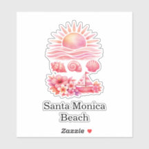 Aesthetic Pink Beach Sunset Watercolor
