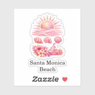 Sticker Aesthetic Pink Beach Sunset Watercolor