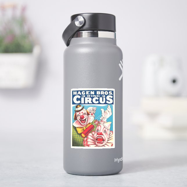 Sticker Affiche De Cirque Montrant Les Visages Clown Et Cr (HydroFlask)