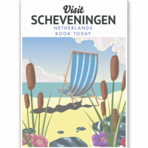 Sticker Affiche de plage de Scheveningen Pays-Bas