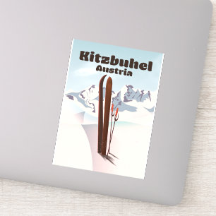 Sticker affiche de ski autrichienne de kitzbuhel