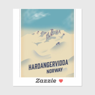 Sticker Affiche de vacances Hardangervidda Norvège.