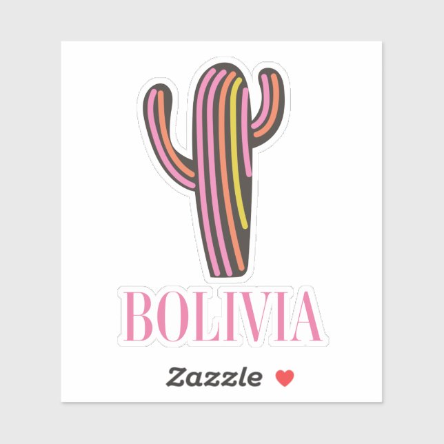 Sticker Affiche de voyage de cactus en Bolivie (Feuille)