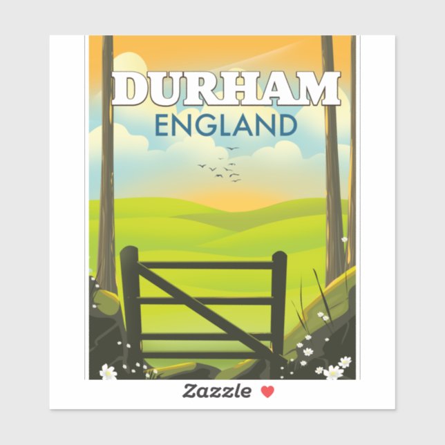Sticker Affiche de voyage de Durham Angleterre (Feuille)