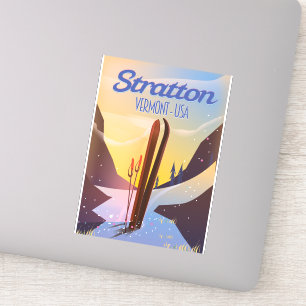 Sticker Affiche de voyage de ski à Stratton Vermont