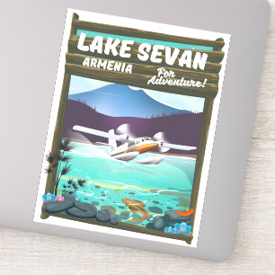 Sticker Affiche de voyage de style vintage Lac Sevan Armén
