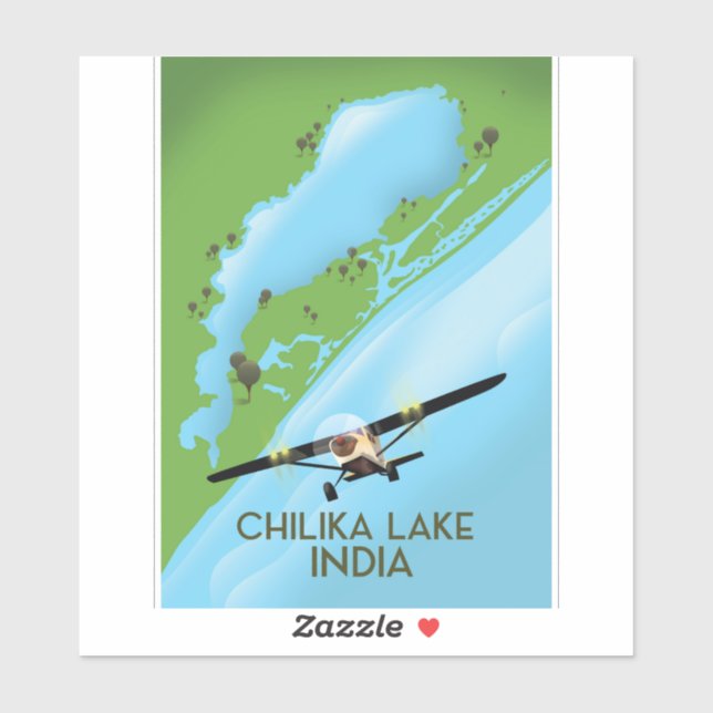 Sticker Affiche de voyage du lac Chilika en Inde (Feuille)