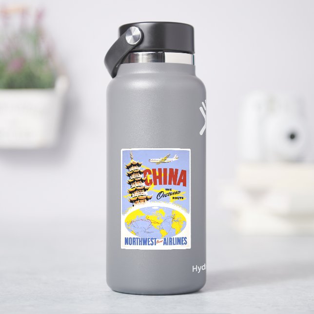 Sticker Affiche de voyage pour Northwest Orient Airlines (HydroFlask)