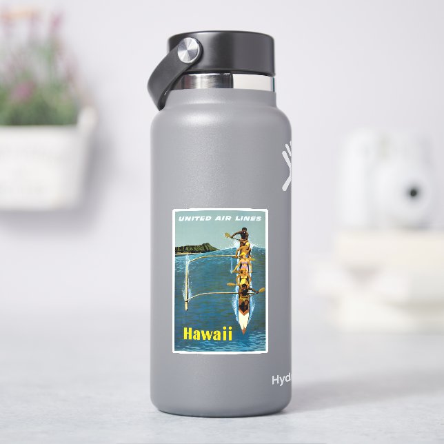 Sticker Affiche De Voyage Pour United Air Lines Vers Hawai (HydroFlask)