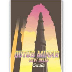 Sticker Affiche de voyage Qutub Minar New Delhi Inde
