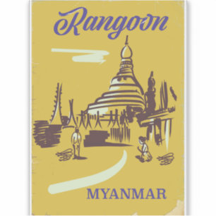 Sticker Affiche de voyage vintage Rangoon Myanmar