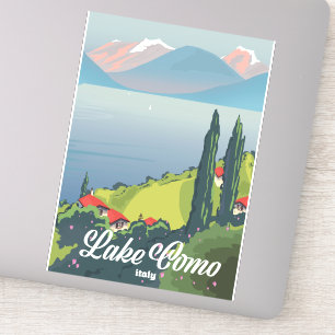 Sticker Affiche de voyage vintage style Lac de Côme Italie