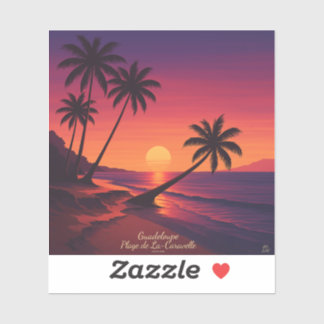 Sticker Affiche rétro Plage de La Caravelle Guadeloupe