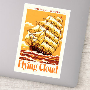 Sticker Affiche Vintage du Navire Clipper Américain Flying