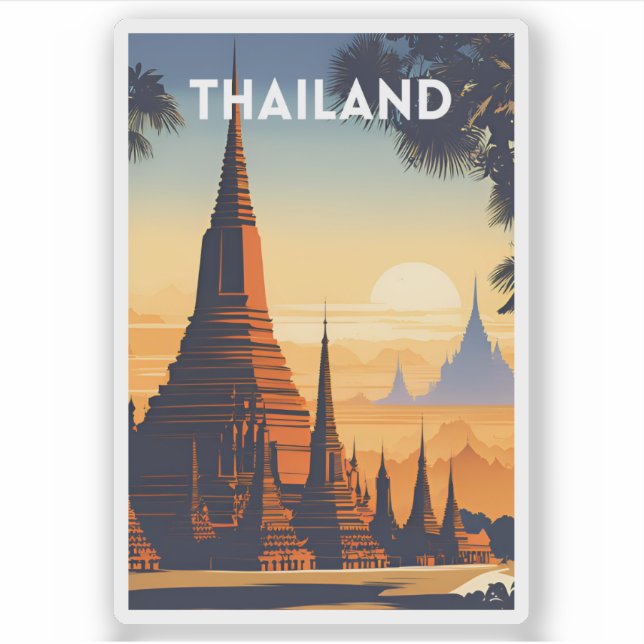 Sticker Affiche Vintage voyage en Thaïlande (Devant)