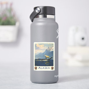Sticker Affiche Vintage voyage pour l'Alaska Pacifique Nor