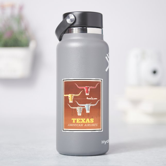 Sticker Affiche Voyage Pour American Airlines Vers Texas (HydroFlask)