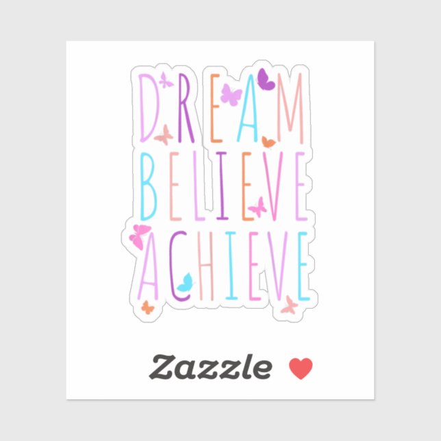 Sticker Affirmation Butterfly Dream Believe Achieve (Feuille)