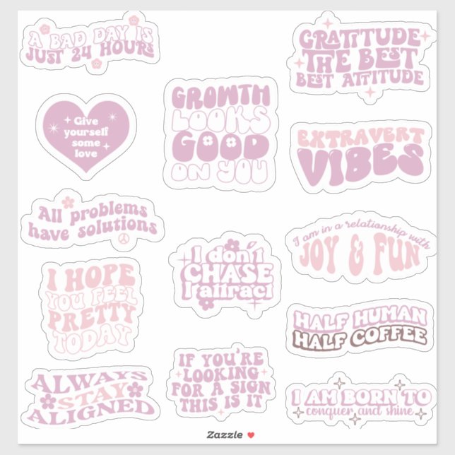 Sticker affirmation positive tendance esthétique rétro (Feuille)