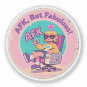 Sticker AFK, Mais Fabuleux - Quirky Gaming Nostalgie Art