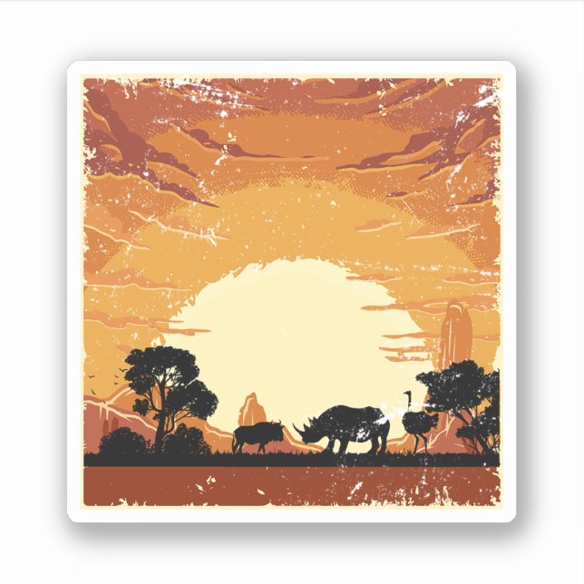 Sticker Africa Savanna Rhino Save The Black Rhino. If you (Devant)