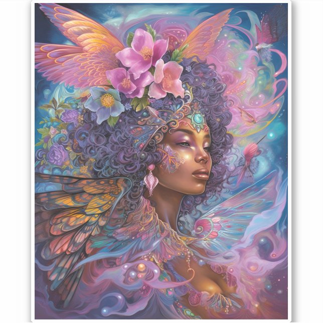 Sticker African American Black Goddess Queen Imaginaire Ar (Devant)