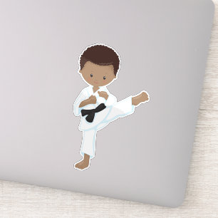 Sticker African American Boy, Karate Boy, Black Belt, Kata