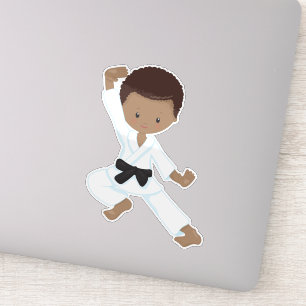 Sticker African American Boy, Karate Boy, Kata, ceinture n