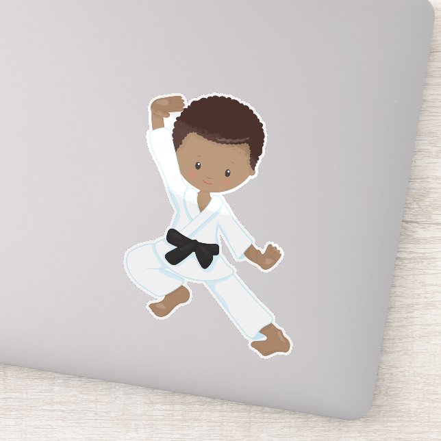 Sticker African American Boy, Karate Boy, Kata, ceinture n (Détail)