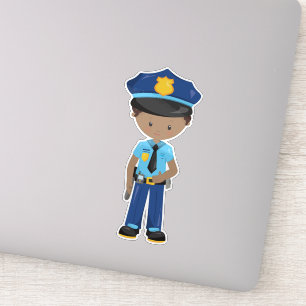 Sticker African American Boy, Policeman, Police Officer